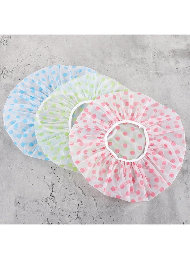 AceLuste 3-Piece Reusable Stamped Shower Cap Thickened Woman Shower Hats Waterproof Spa Salon Hotel Hair Dye Elastic Bathroom Shower Hats (Multicolour) - Image 5